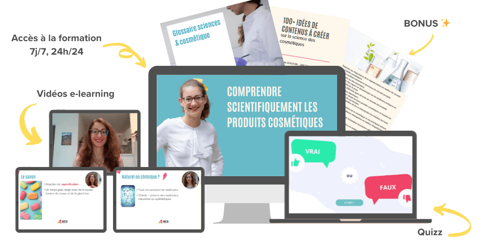 formation cosmetique en ligne, formation e-learning, formation en ligne, comprendre cosmetiques, produit cosmetique